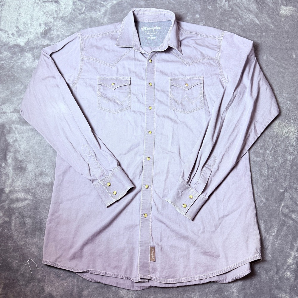 Wrangler Retro Premium Mens XLT Gray Pearl Snap Western Cowboy Long Sleeve Shirt
